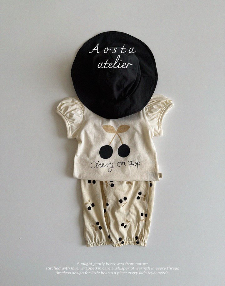 Aosta - Korean Baby Fashion - #babyootd - Cherry Puff Tee - 3