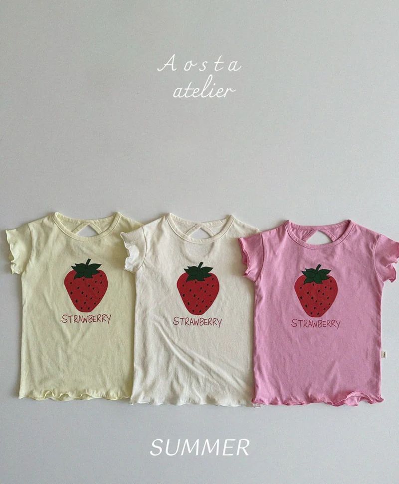 Aosta - Korean Baby Fashion - #babyootd - Strawberry One-piece
