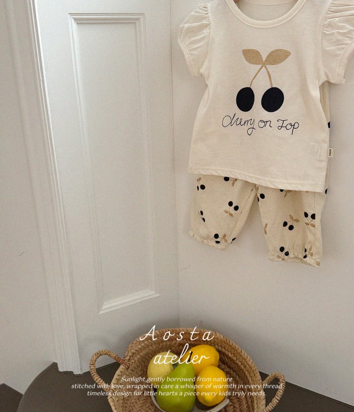 Aosta - Korean Baby Fashion - #babyootd - Cherry Puff Tee - 4