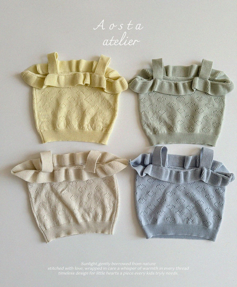 Aosta - Korean Baby Fashion - #babyoutfit - Knit Frill Blouse