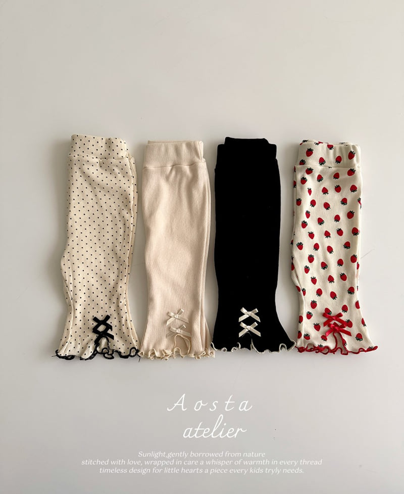 Aosta - Korean Baby Fashion - #babyoutfit - Rib Ribbon Pants - 2