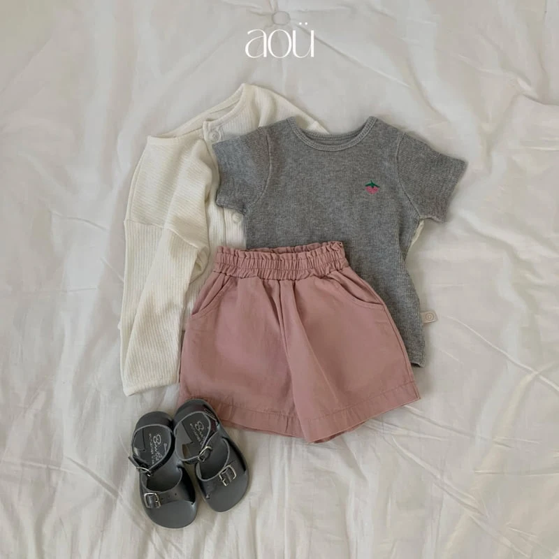 Aou Studio - Korean Baby Fashion - #babyoutfit - Strawberry Rib Tee - 12