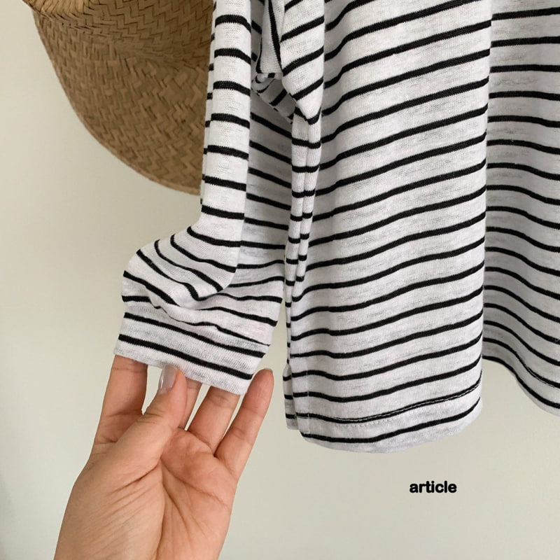 Article - Korean Children Fashion - #todddlerfashion - Linen Stripe Tee - 3