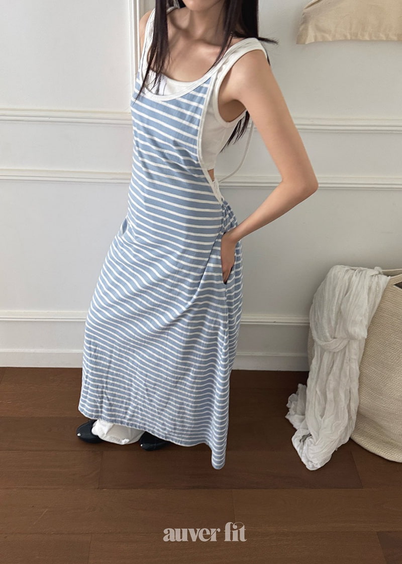 Auver_Fit - Korean Women Fashion - #momslook - Stripe String One-piece - 2