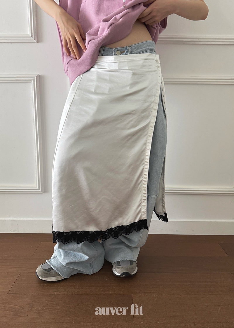 Auver_Fit - Korean Women Fashion - #momslook - Satin Lace Skirt