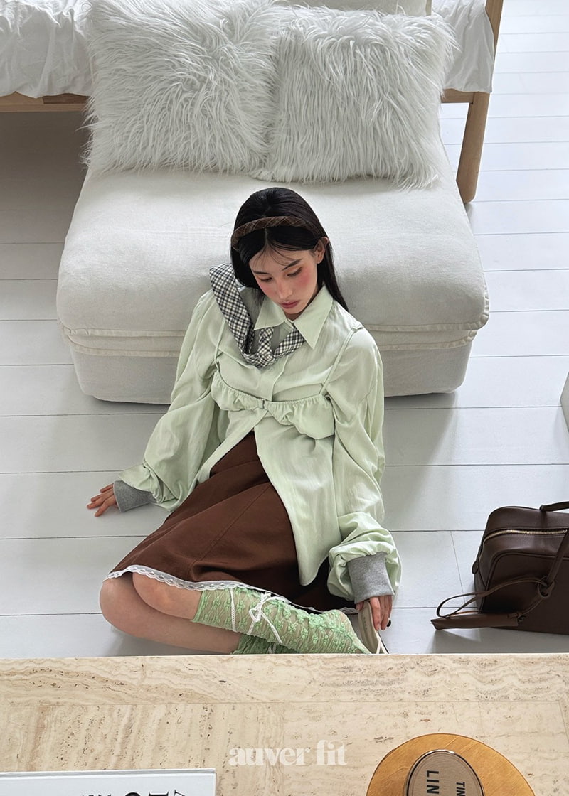 Auver_Fit - Korean Women Fashion - #momslook - Banding Shirring Shirt - 10