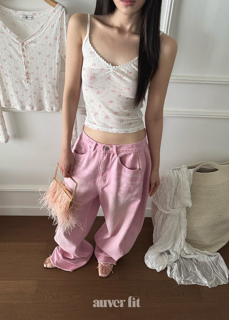 Auver_Fit - Korean Women Fashion - #momslook - Flower Ribbon Sleeveless Tee - 2