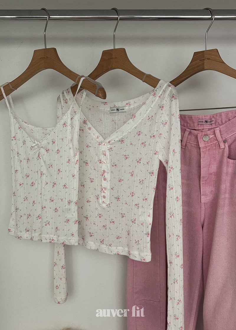 Auver_Fit - Korean Women Fashion - #momslook - Flower Open Top Tee