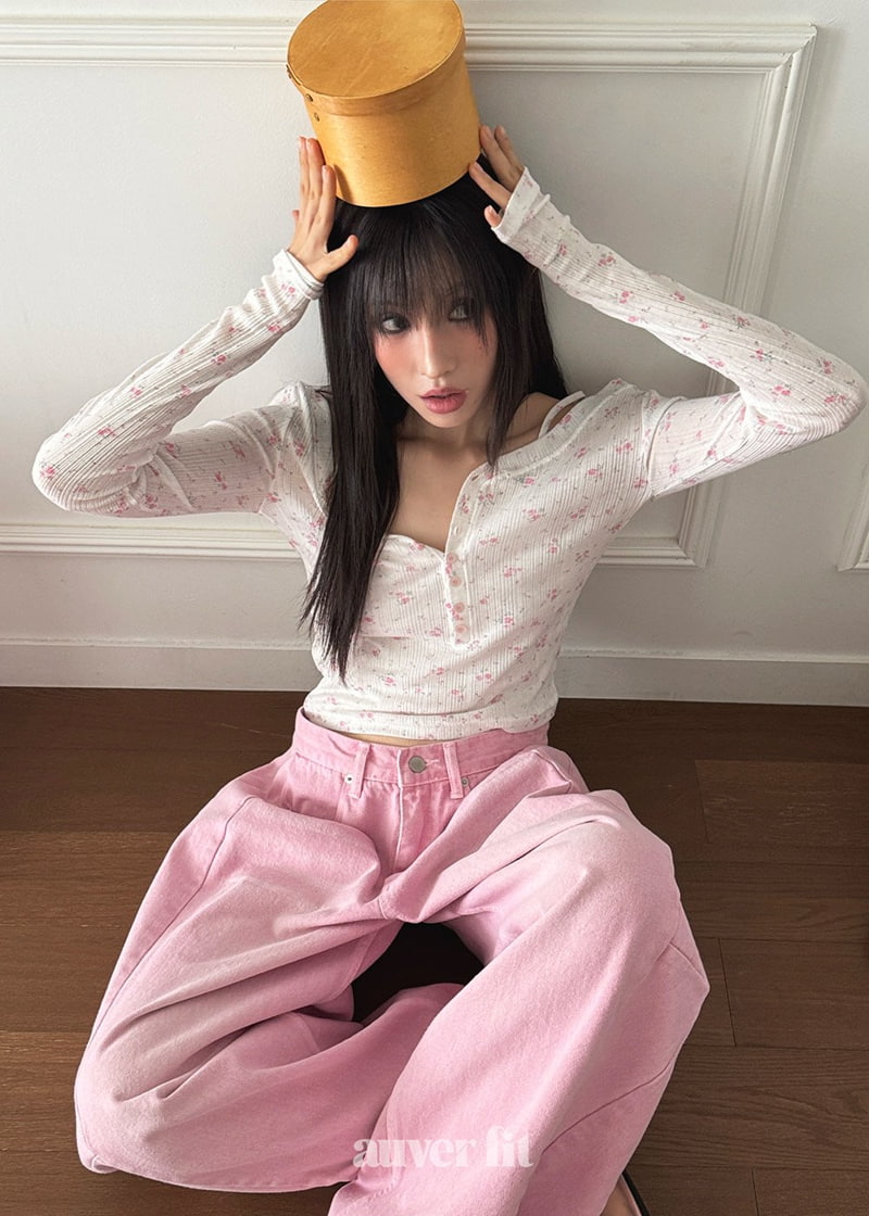 Auver_Fit - Korean Women Fashion - #momslook - Flower Open Top Tee - 3