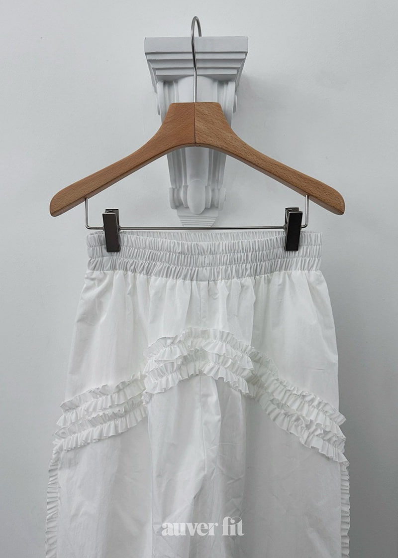 Auver_Fit - Korean Women Fashion - #womensfashion - Double Frill Wind Pants - 4