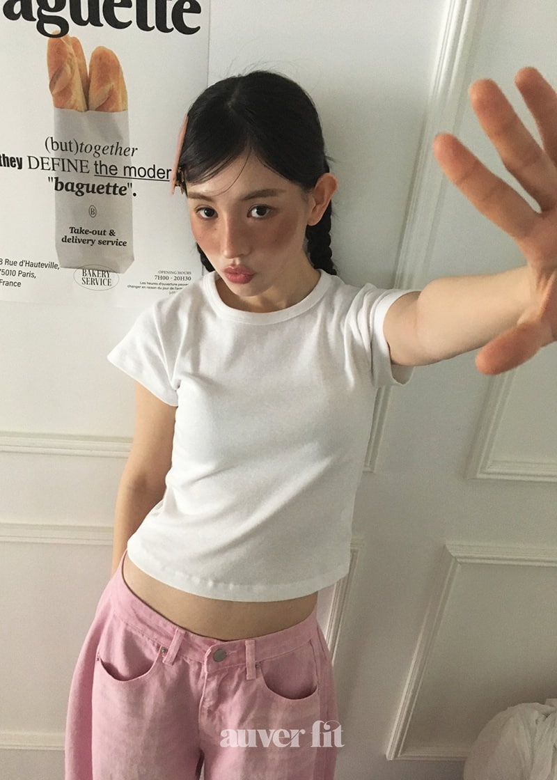 Auver_Fit - Korean Women Fashion - #momslook - Half Mini Tee - 2