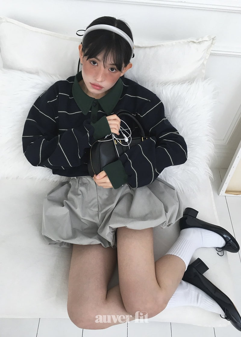 Auver_Fit - Korean Women Fashion - #momslook - Multi Stripe Collar Tee