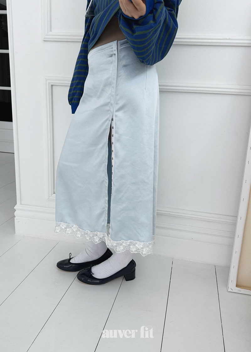 Auver_Fit - Korean Women Fashion - #pursuepretty - Satin Lace Skirt - 5