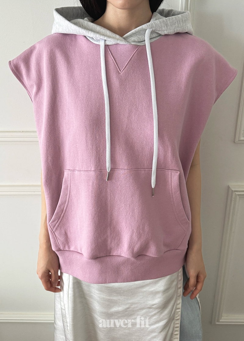 Auver_Fit - Korean Women Fashion - #vintagekidsstyle - Colored Hood Sleevess Top - 4