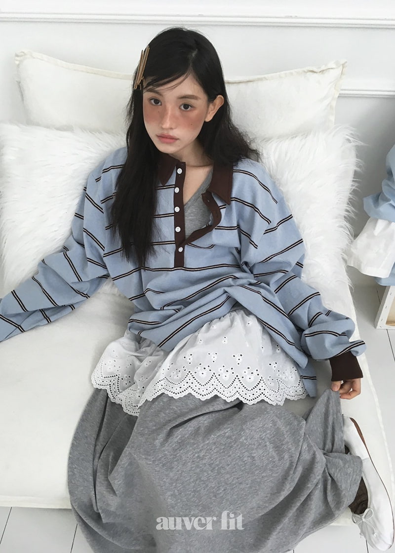 Auver_Fit - Korean Women Fashion - #pursuepretty - Multi Stripe Collar Tee - 6