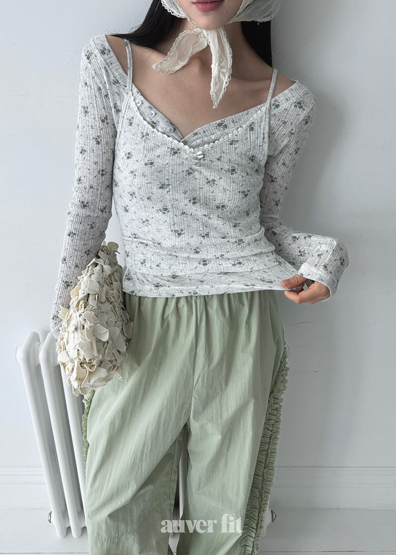 Auver_Fit - Korean Women Fashion - #restrostyle - Flower Open Top Tee - 12