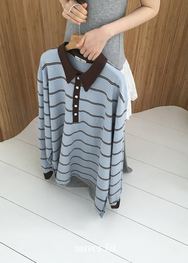 Auver_Fit - Korean Women Fashion - #shopsmall - Multi Stripe Collar Tee - 9