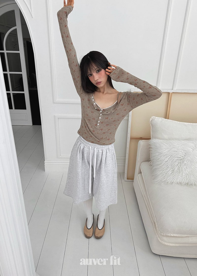 Auver_Fit - Korean Women Fashion - #vintageinspired - Flower Open Top Tee - 9