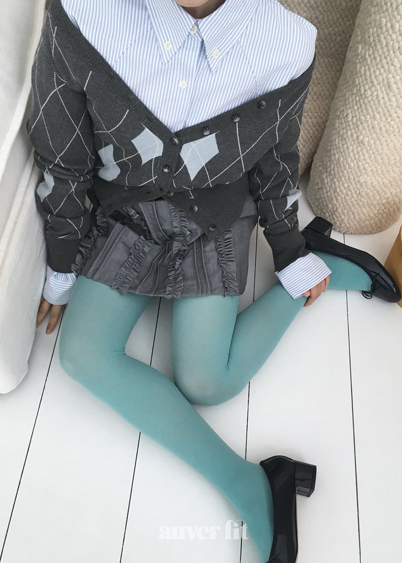 Auver_Fit - Korean Women Fashion - #vintagekidsstyle - Argyle Off Knit Top - 7