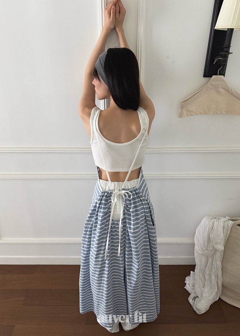 Auver_Fit - Korean Women Fashion - #womensfashion - Stripe String One-piece