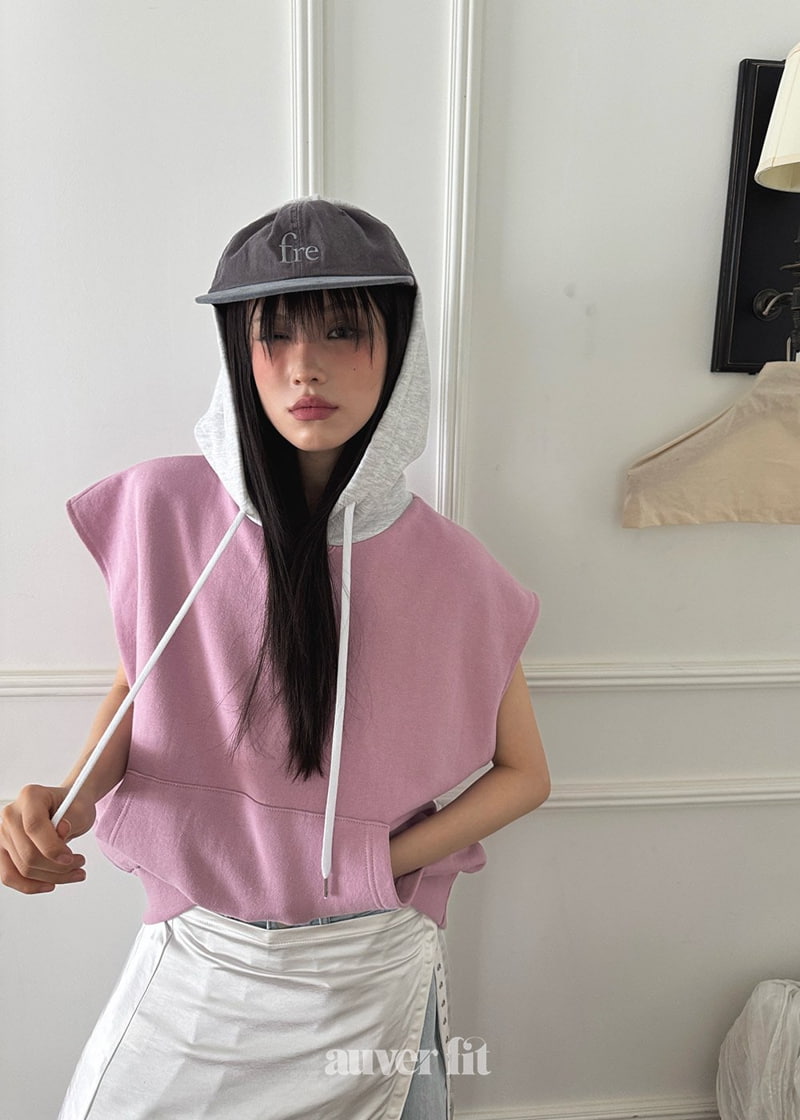 Auver_Fit - Korean Women Fashion - #womensfashion - Colored Hood Sleevess Top