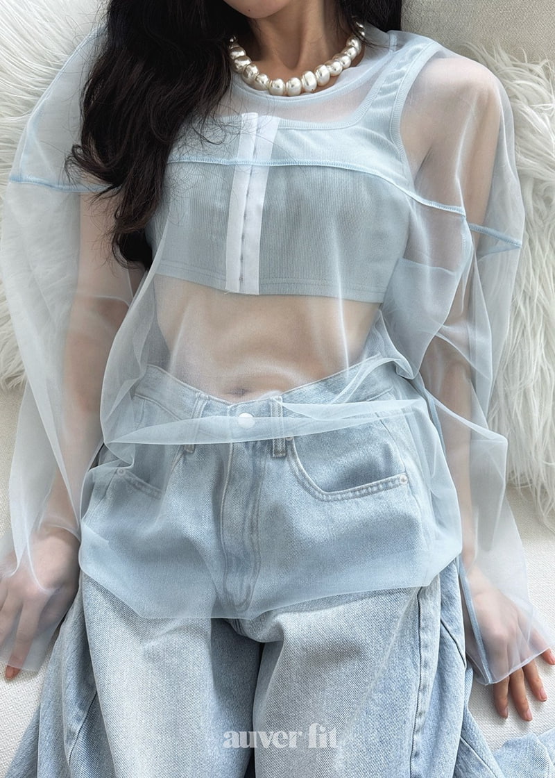 Auver_Fit - Korean Women Fashion - #momslook - See Through Mesh Blouse - 4