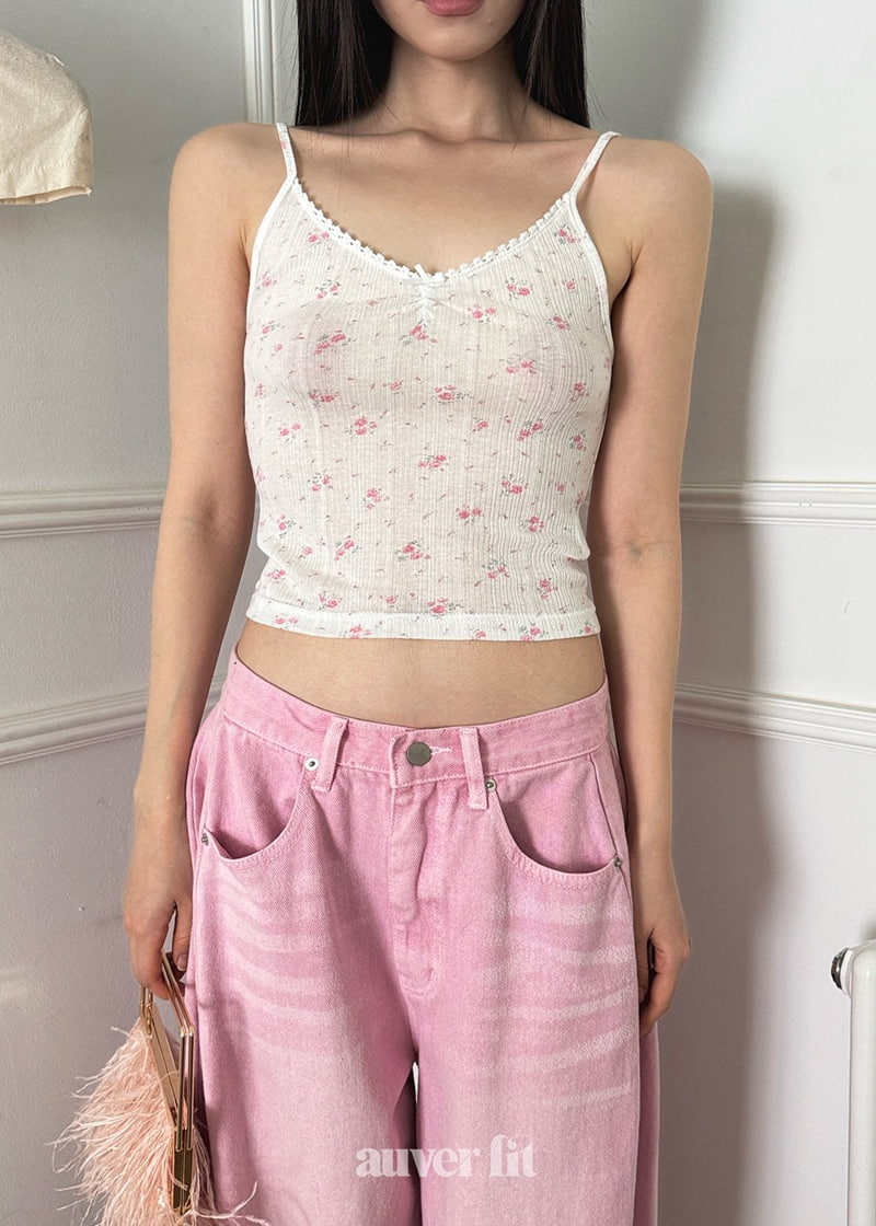 Auver_Fit - Korean Women Fashion - #womensfashion - Flower Ribbon Sleeveless Tee