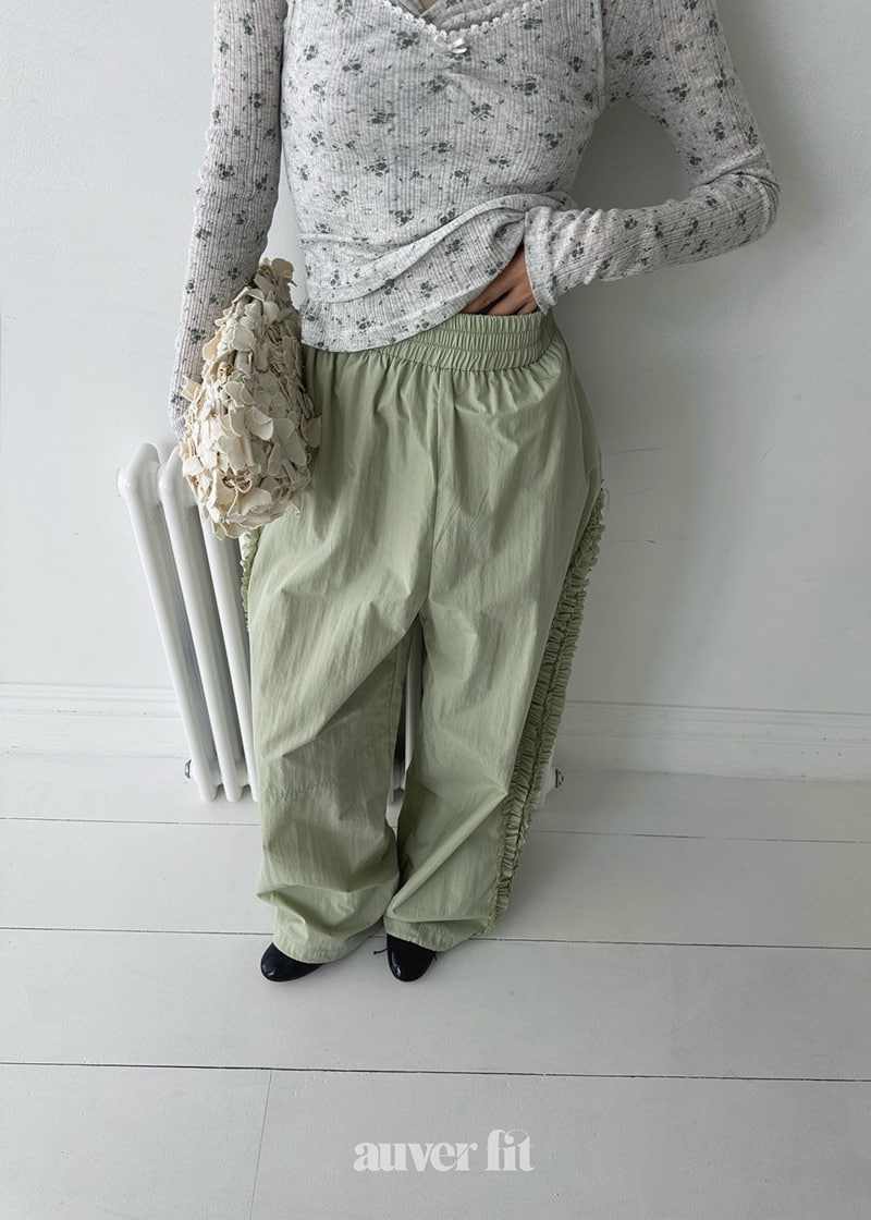 Auver_Fit - Korean Women Fashion - #womensfashion - Double Frill Wind Pants - 7