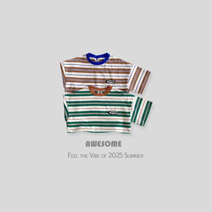Awesome Bebe - Korean Children Fashion - #Kfashion4kids - With Stripe Short Sleeve Tee - 7