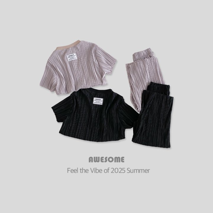 Awesome Bebe - Korean Children Fashion - #childofig - Label Pleated Top Bottom Set - 8