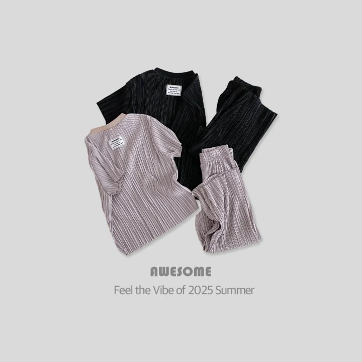 Awesome Bebe - Korean Children Fashion - #childrensboutique - Label Pleated Top Bottom Set - 9