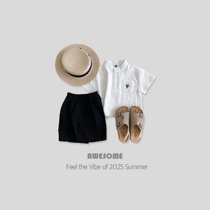 Awesome Bebe - Korean Children Fashion - #designkidswear - Henry Neck Embroidered Short Sleeve Tee - 2