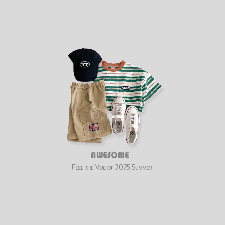 Awesome Bebe - Korean Children Fashion - #discoveringself - With Stripe Short Sleeve Tee - 2