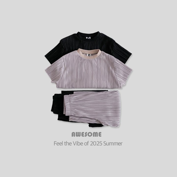 Awesome Bebe - Korean Children Fashion - #discoveringself - Label Pleated Top Bottom Set - 11