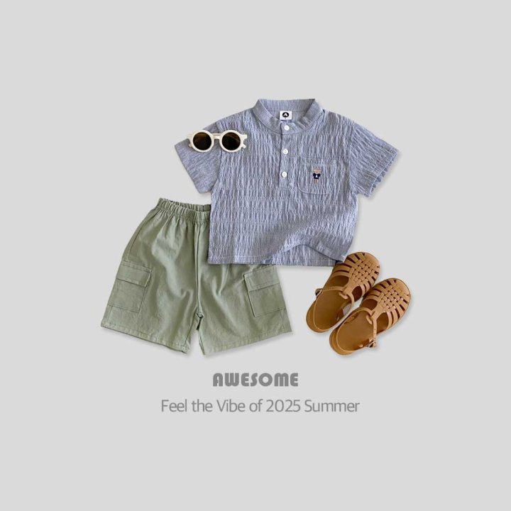 Awesome Bebe - Korean Children Fashion - #discoveringself - Henry Neck Embroidered Short Sleeve Tee - 3