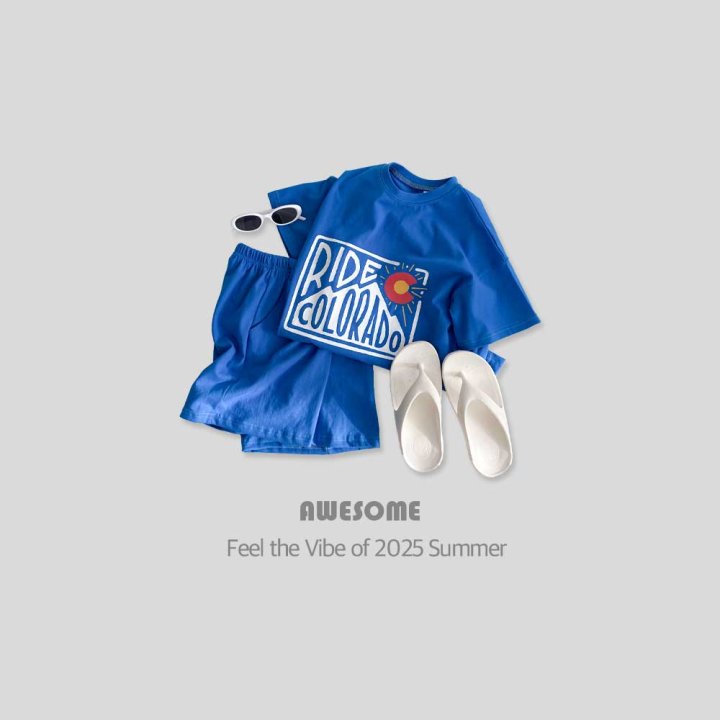 Awesome Bebe - Korean Children Fashion - #kidsstore - Color Stitch Short Sleeve Top Bottom Set - 3
