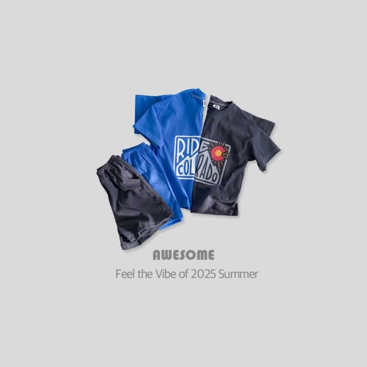 Awesome Bebe - Korean Children Fashion - #kidsstore - Color Stitch Short Sleeve Top Bottom Set - 4
