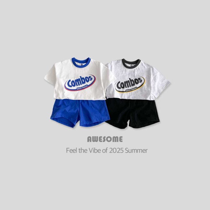 Awesome Bebe - Korean Children Fashion - #kidzfashiontrend - Combo Short Sleeve Top Bottom Set