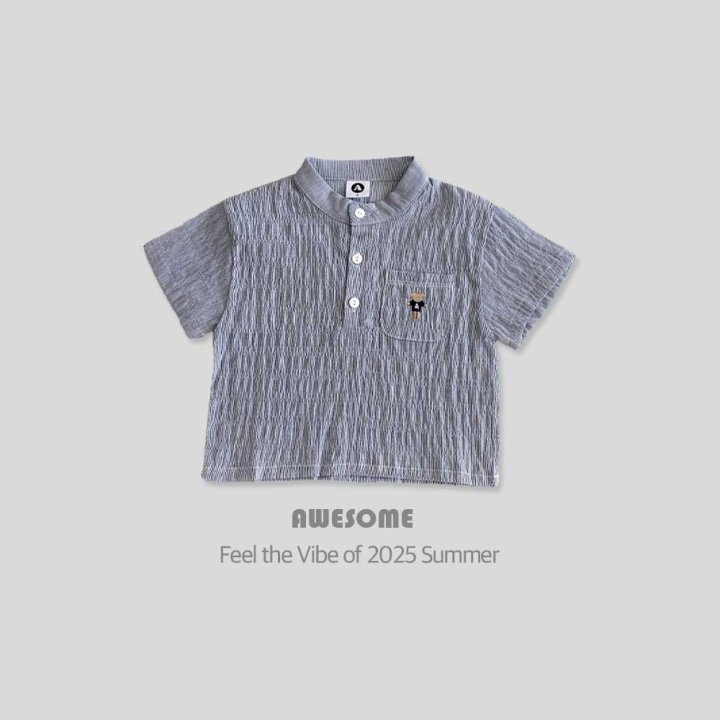 Awesome Bebe - Korean Children Fashion - #kidzfashiontrend - Henry Neck Embroidered Short Sleeve Tee - 7