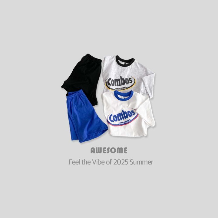 Awesome Bebe - Korean Children Fashion - #littlefashionista - Combo Short Sleeve Top Bottom Set - 4