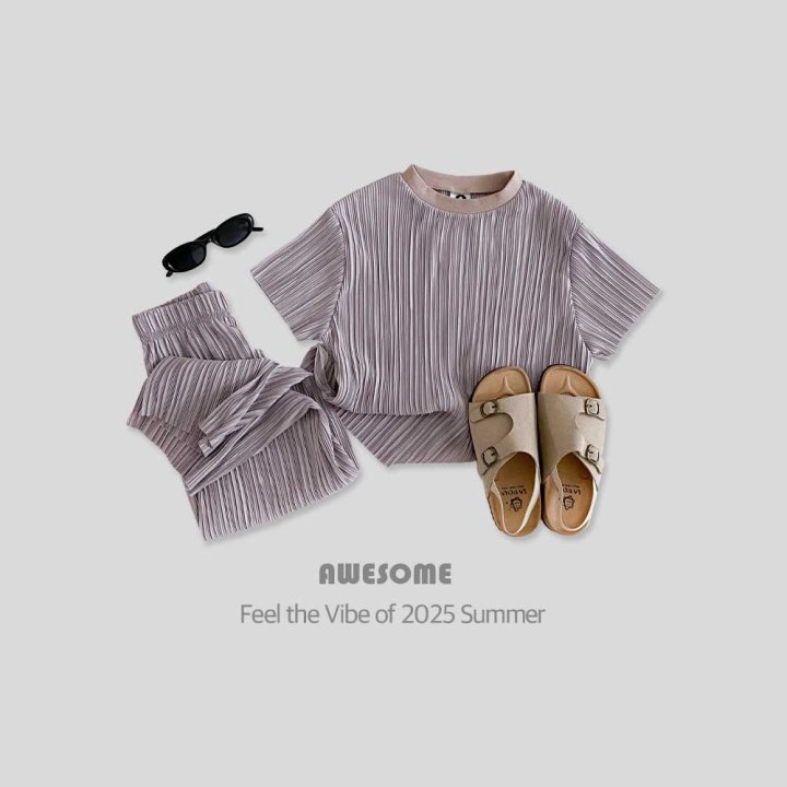 Awesome Bebe - Korean Children Fashion - #minifashionista - Label Pleated Top Bottom Set - 4
