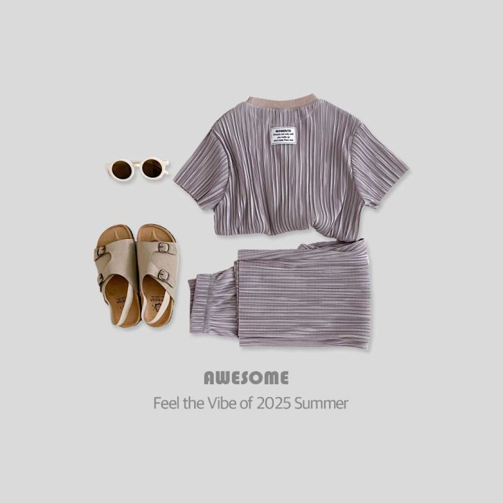 Awesome Bebe - Korean Children Fashion - #todddlerfashion - Label Pleated Top Bottom Set - 5