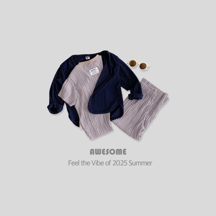Awesome Bebe - Korean Children Fashion - #toddlerclothing - Label Pleated Top Bottom Set - 6