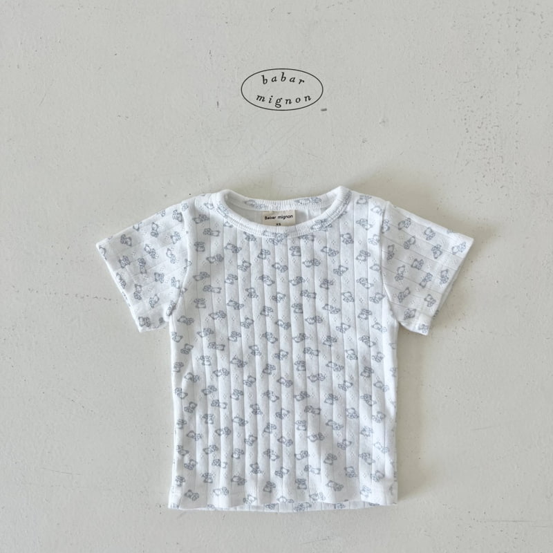 Babar Mignon - Korean Children Fashion - #Kfashion4kids - Bear Ribbed Tee - 6