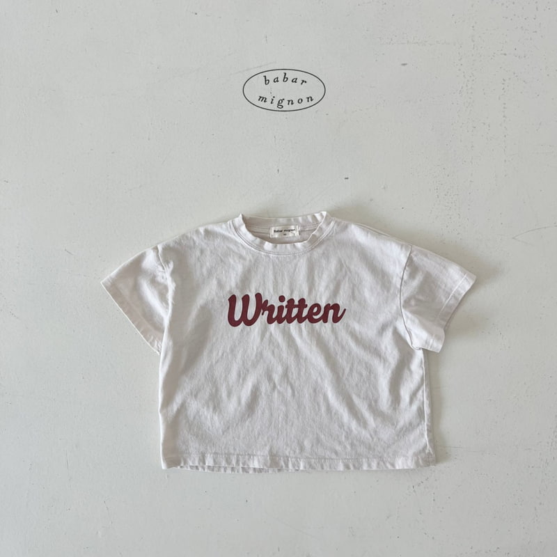Babar Mignon - Korean Children Fashion - #discoveringself - Writing Short Sleeve Tee - 6