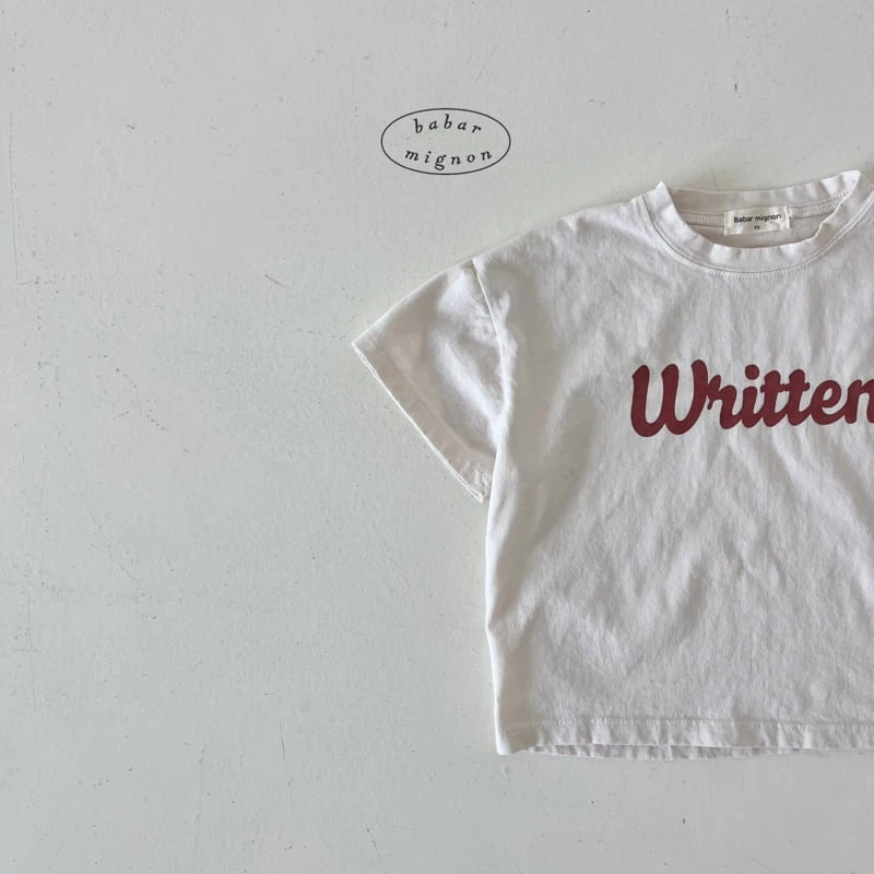 Babar Mignon - Korean Children Fashion - #fashionkids - Writing Short Sleeve Tee - 7