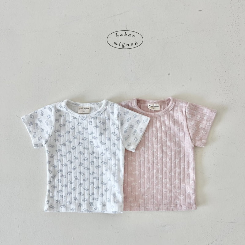 Babar Mignon - Korean Children Fashion - #fashionkids - Bear Ribbed Tee - 2