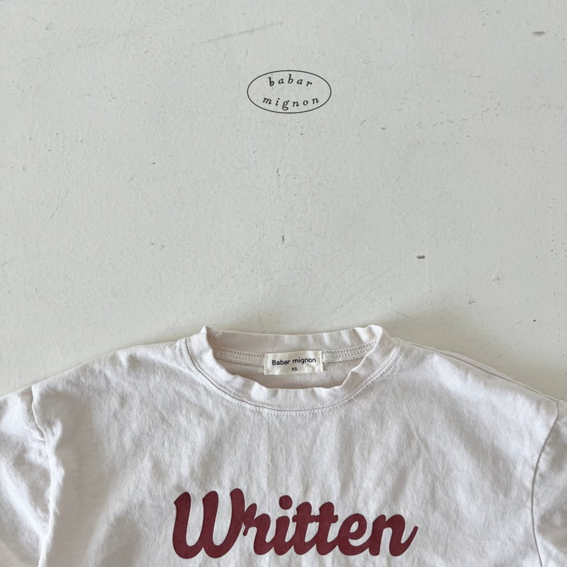 Babar Mignon - Korean Children Fashion - #kidsshorts - Writing Short Sleeve Tee - 8