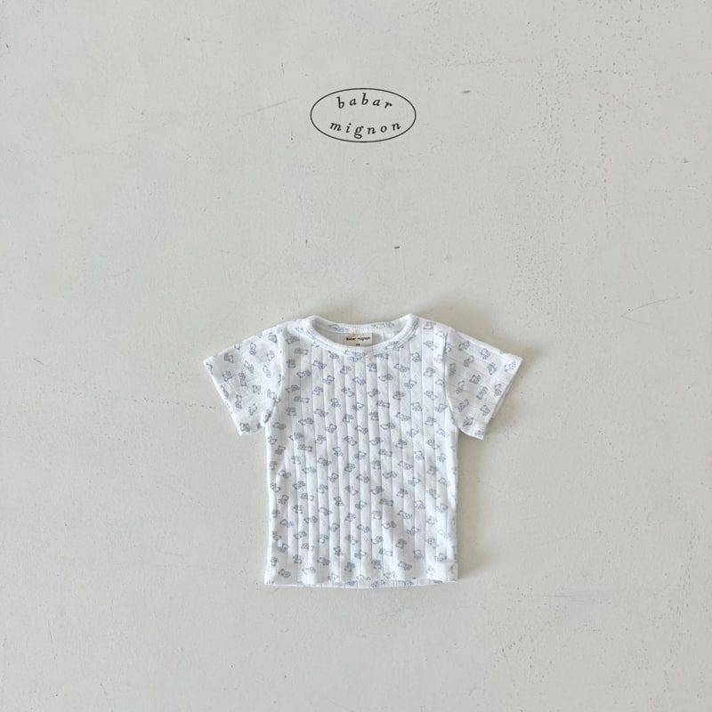 Babar Mignon - Korean Children Fashion - #kidzfashiontrend - Bear Ribbed Tee - 5