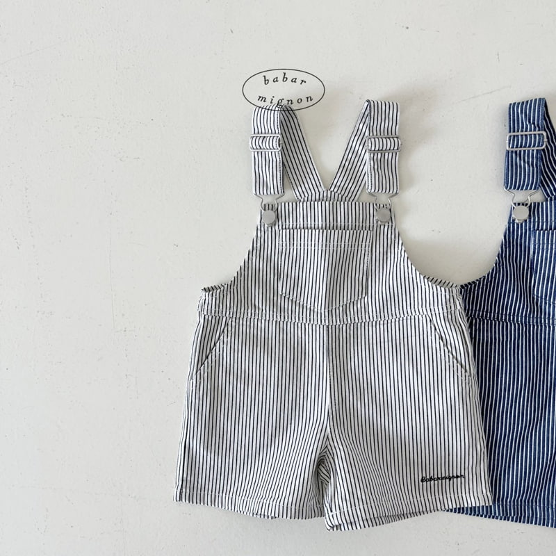 Babar Mignon - Korean Children Fashion - #minifashionista - Striped Denim Overalls - 3